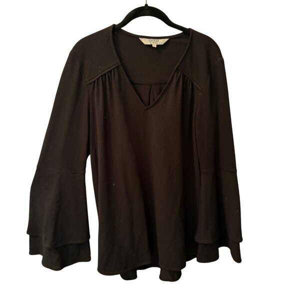 CROSBY by Mollie Burch Sweaters - Crosby by Mollie Burch, Black, VNeck, Bell Sleeve Sweater, L